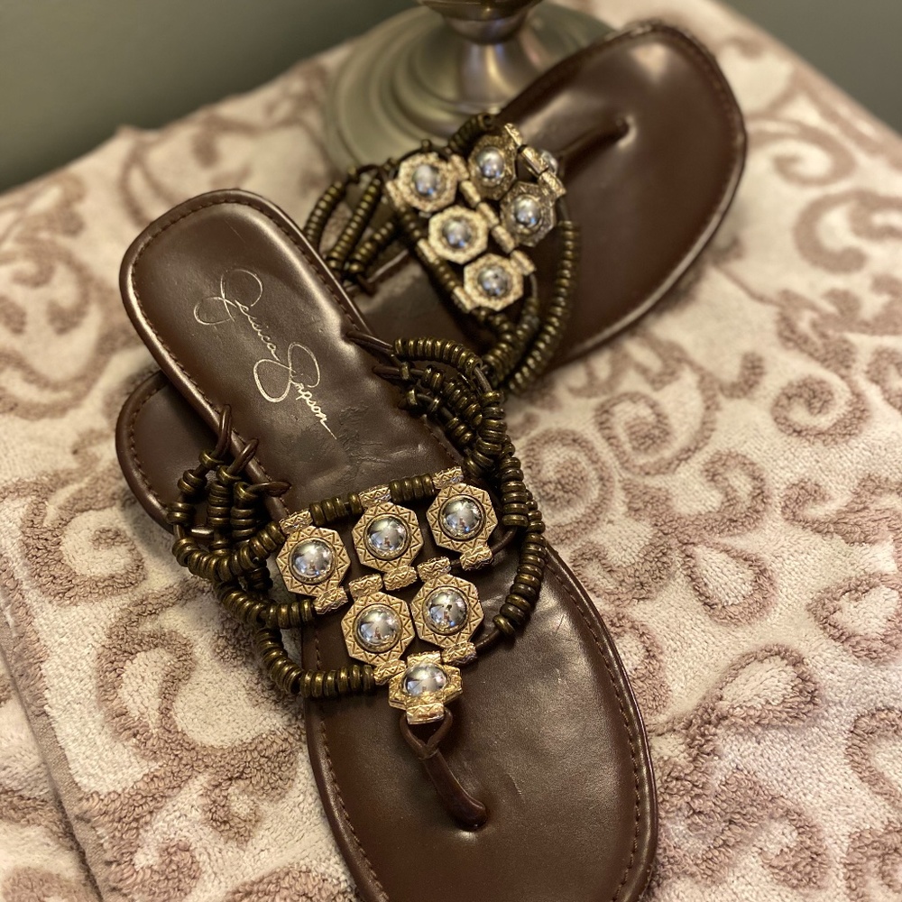 Jessica Simpson Metal jeweled sandals
